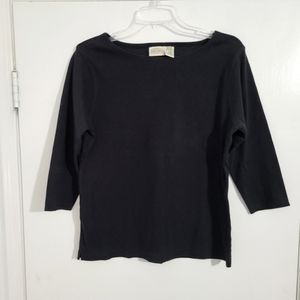 St. John's Bay  Women's Size M  3/4 Sleeve  Ribbed  Boxy  Pullover Black  Top